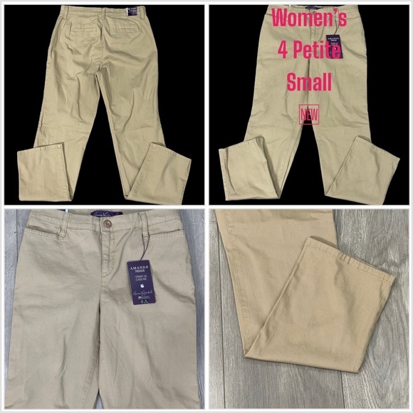 Gloria Vanderbilt Pants - Women’s Gloria Vanderbilt 4 Petite Chino Khakis Pants Khaki Straight Stretch NWT